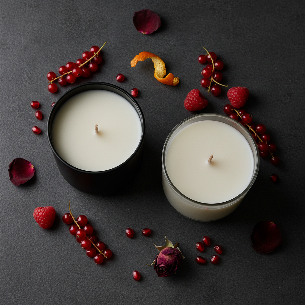 Sangria Nocturne flat lay overhead both vessels with botanicals