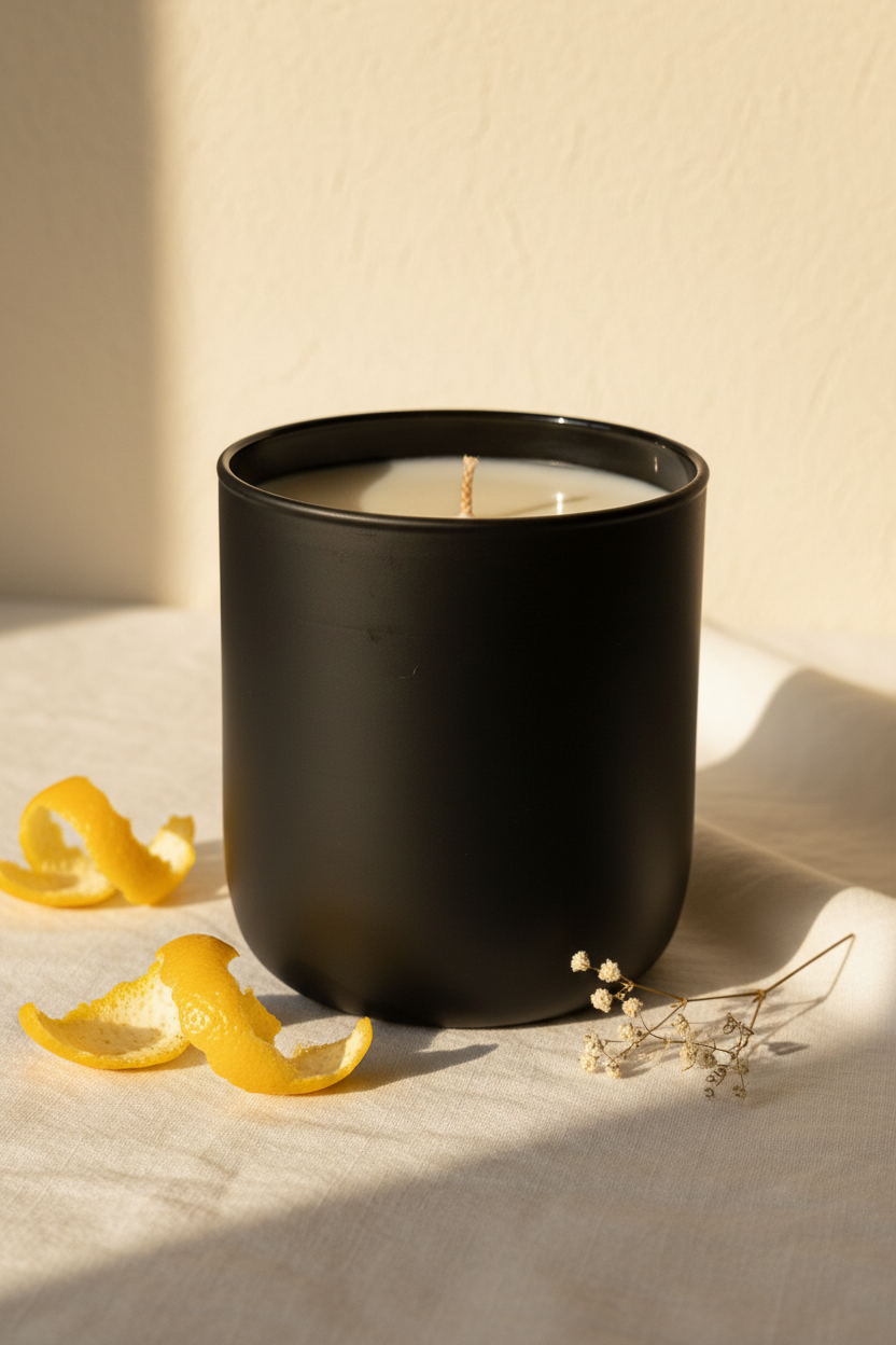 Matte black candle — solo bright