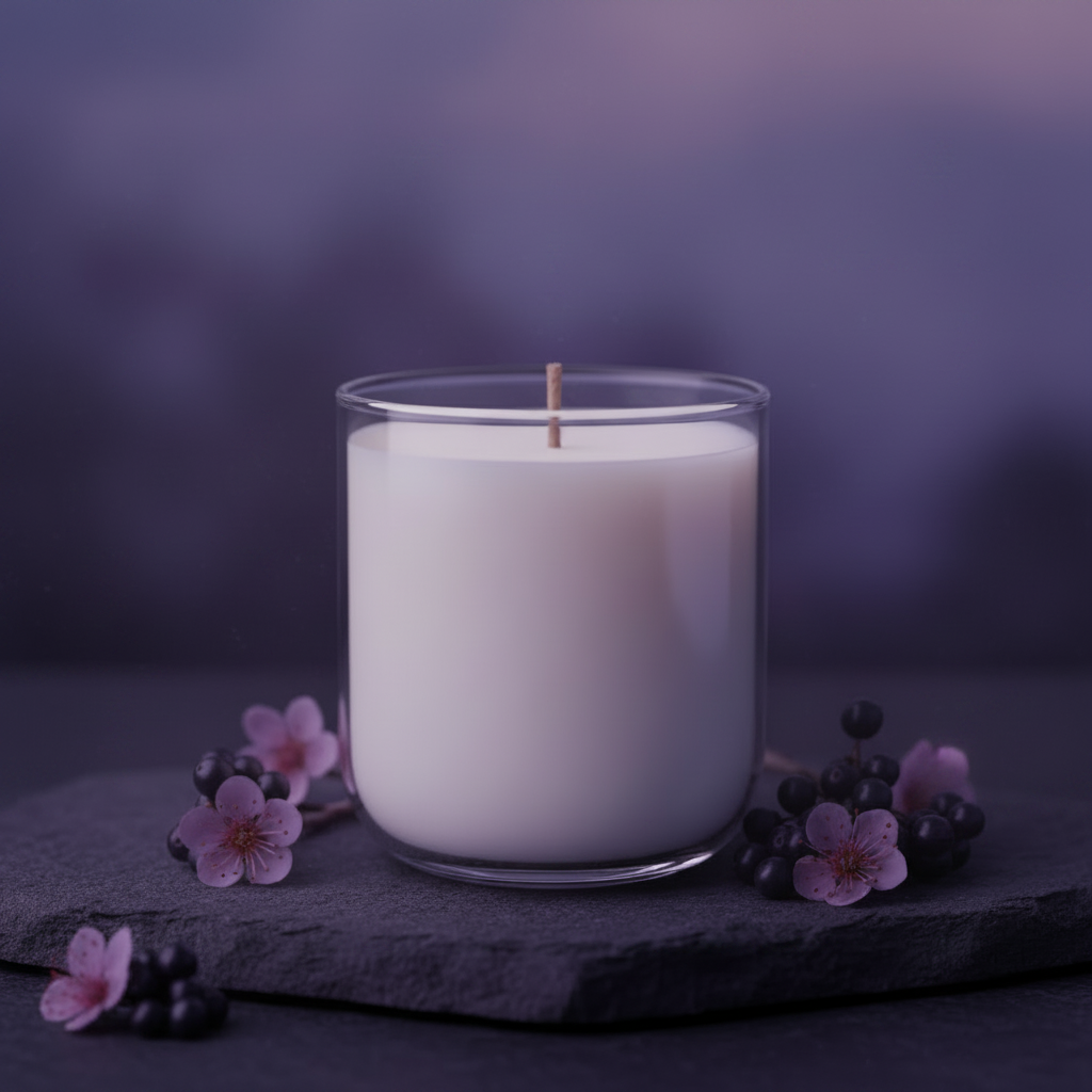 Plum Sky – Clear Glass Vessel, Moody Twilight (revised)